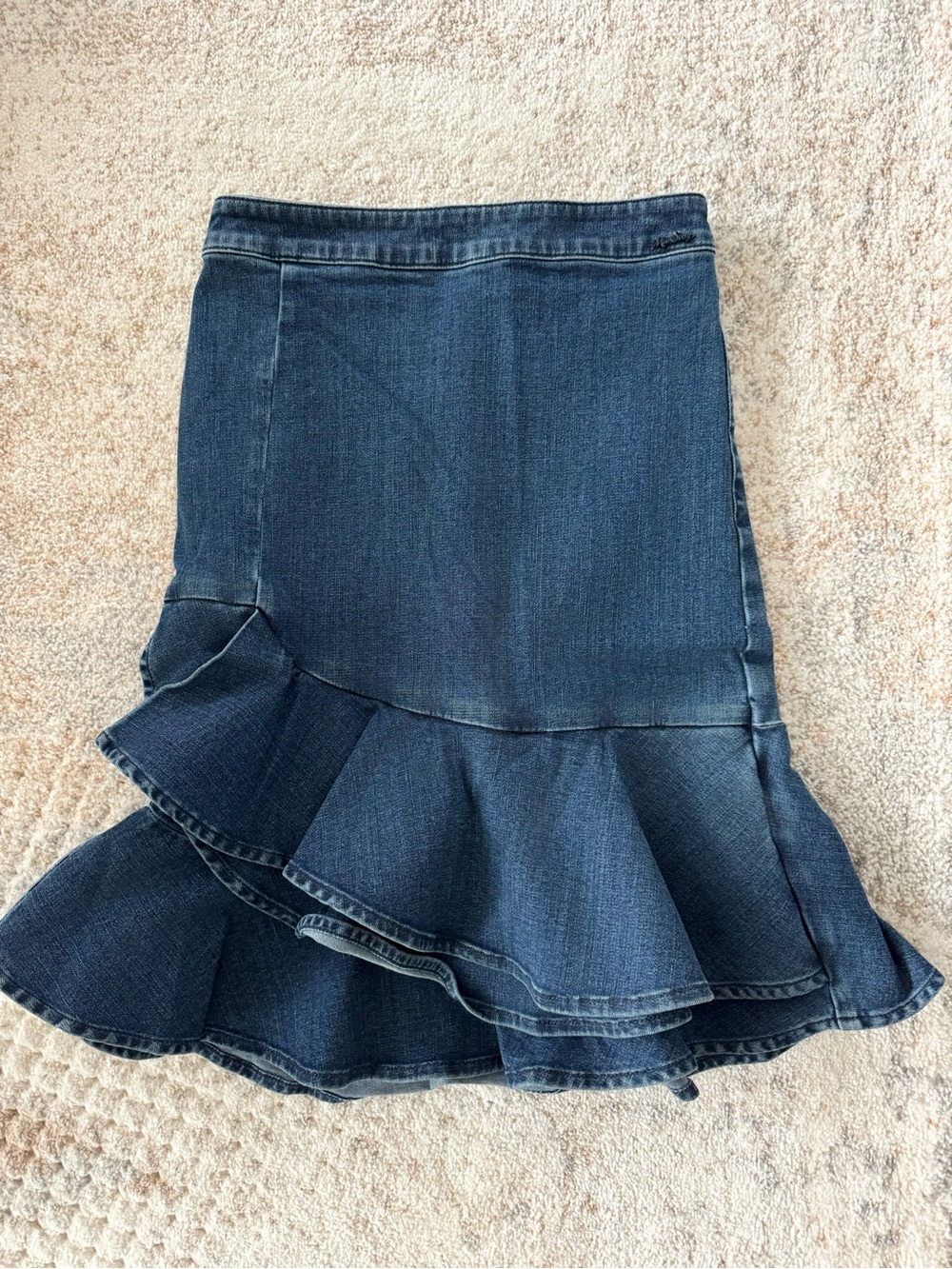 Dark Blue Denim Ruffled Hem mermaid Women's Skirt